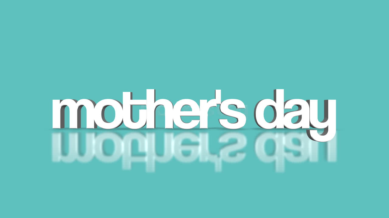 Floating Mother's day text on blue background with white border