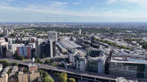 paddington railway station london and westway road uk ,drone,aerial