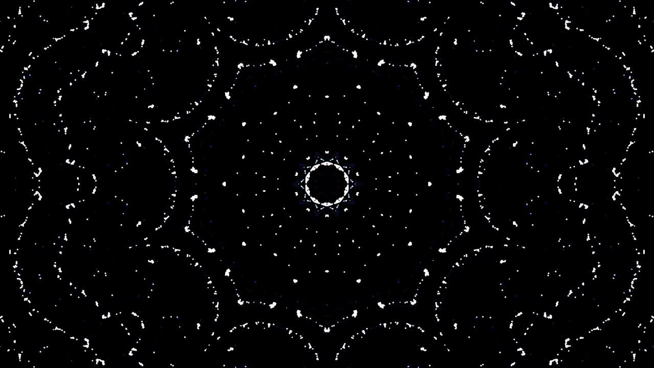 hermoso video brillantes, brillantes puntos brillantes establecidos movimiento suave en blanco sobre fondo negro