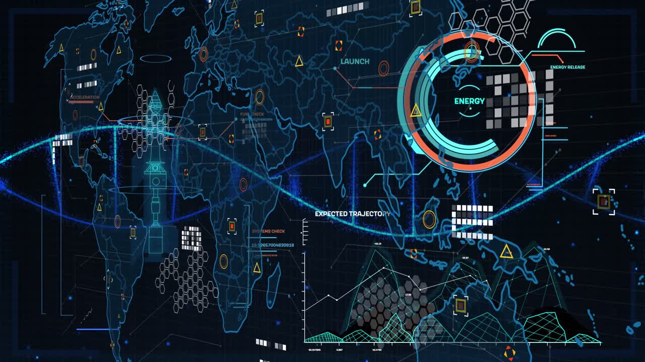 animación del procesamiento de datos sobre un fondo negro