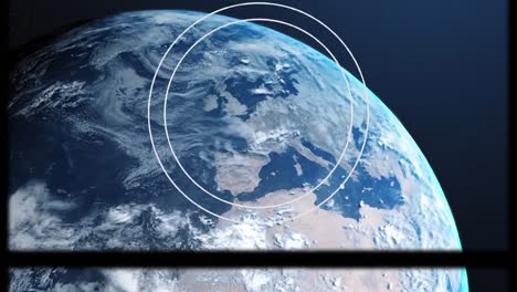 Animation-of-scopes-scanning-on-moving-vintage-film-over-planet-earth