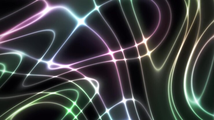 Dynamic Abstract Background of Glowing Neon Wavy Lines