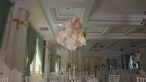 flower centerpiece wedding table reception. zoom in shot
