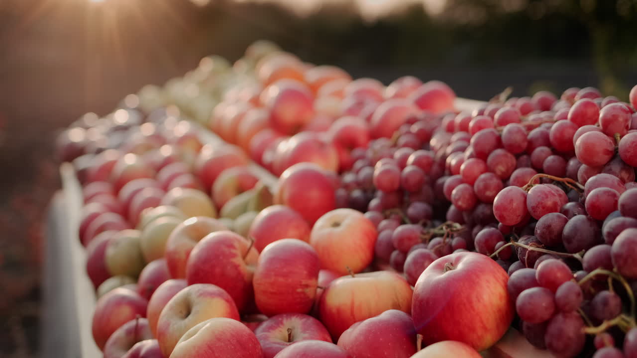 농산물 직판장에서 제철 과일을 판매하는 카운터
