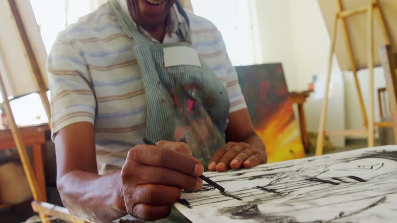 Artist drawing sketch at table 4k
