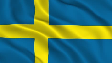 swedish flag seamless smooth waving animation. wonderful flag of sweden with folds. symbol of the kingdom of sweden