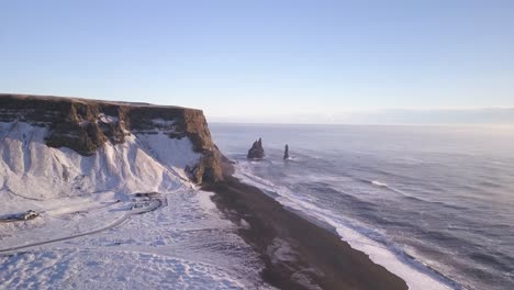 aerial view of reynisfjara black sand beach