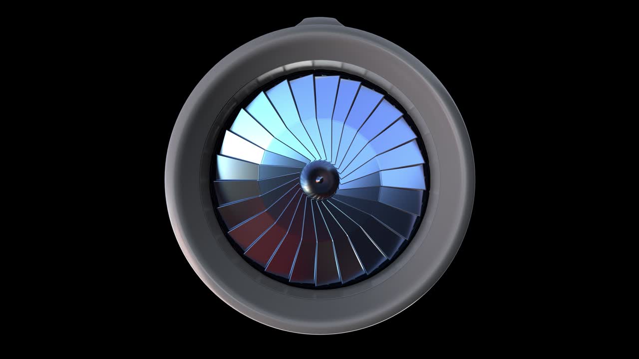 palas giratorias de la turbina del avión, fondo de movimiento en bucle. canal alfa incluido