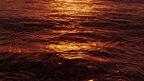 Suaves-Y-Tranquilas-Olas-Del-Océano-Pasando-A-La-Hora-Dorada-Puesta-De-Sol-Naranja-Sin-Fisuras-En-Bucle