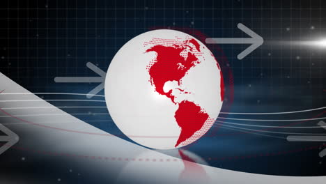 animaciones de giro y mapa del mundo sobre fondo oscuro
