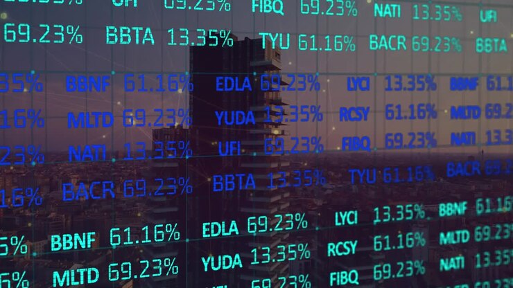 Animation of data processing over cityscape