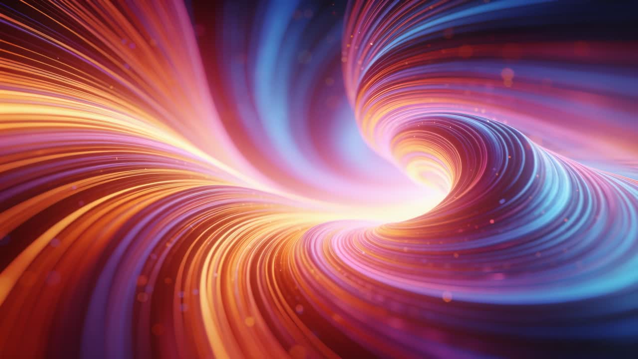 Vertical video: Animating vortex pulling bands inward at frame start in CG tunnel, core and sparks