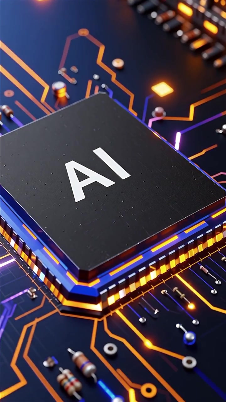 Futuristic AI Chip Motherboard Technology Background