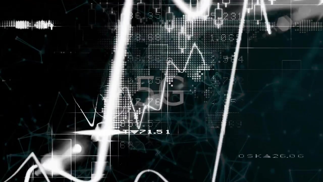 Network grid starting white line animating from left, marking peaks dips to visualize data trends