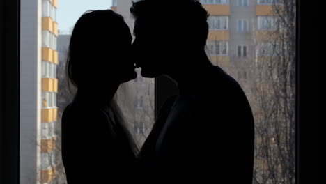 two lovers embracing silhouette