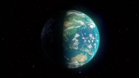planet earth as seen from outer space, globe rotating, day and night, loopable