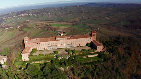 aerial view over castle of montalto pavese