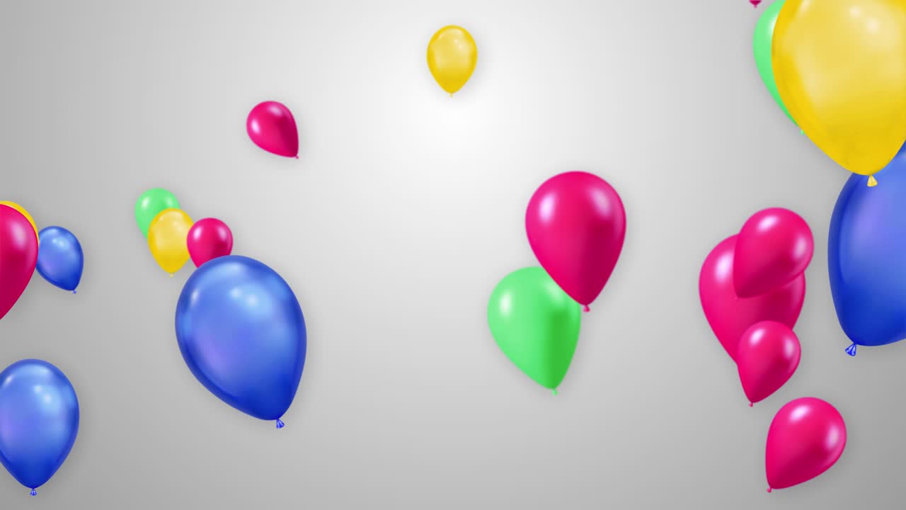 animación 3d abstracta de globos multicolores que vuelan en el fondo blanco del canal alfa del bucle.