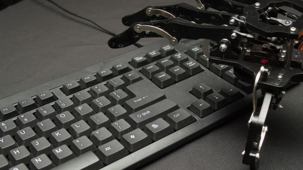 로 팔이 키보드와 상호 작용합니다.