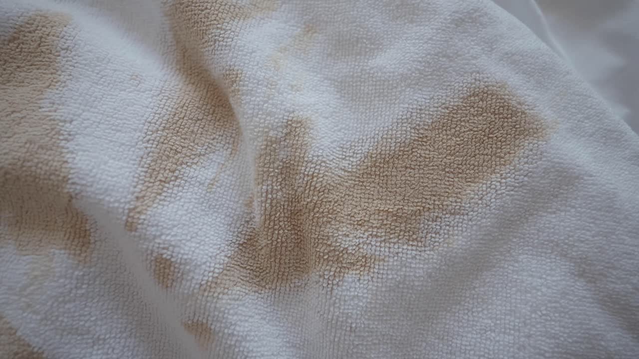 Close-up of a Beige and White Towel