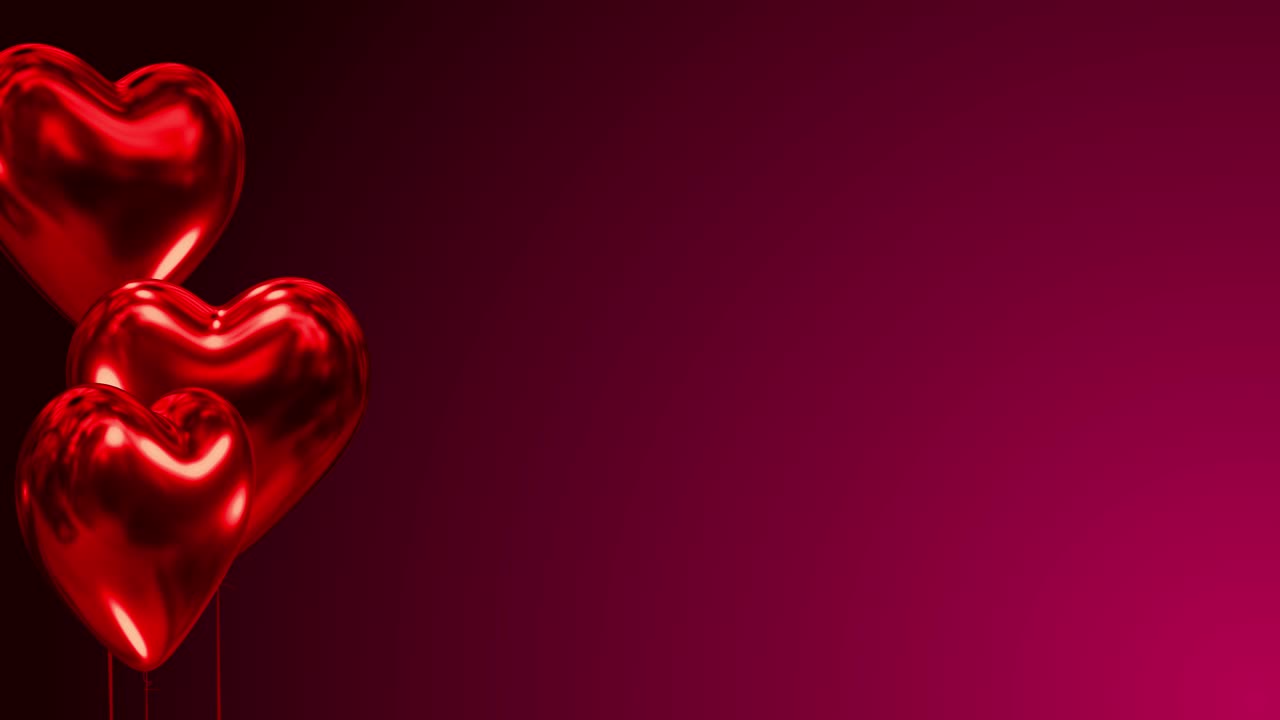 14 de febrero corazones día de san valentín globos vuelan hacia arriba lado izquierdo