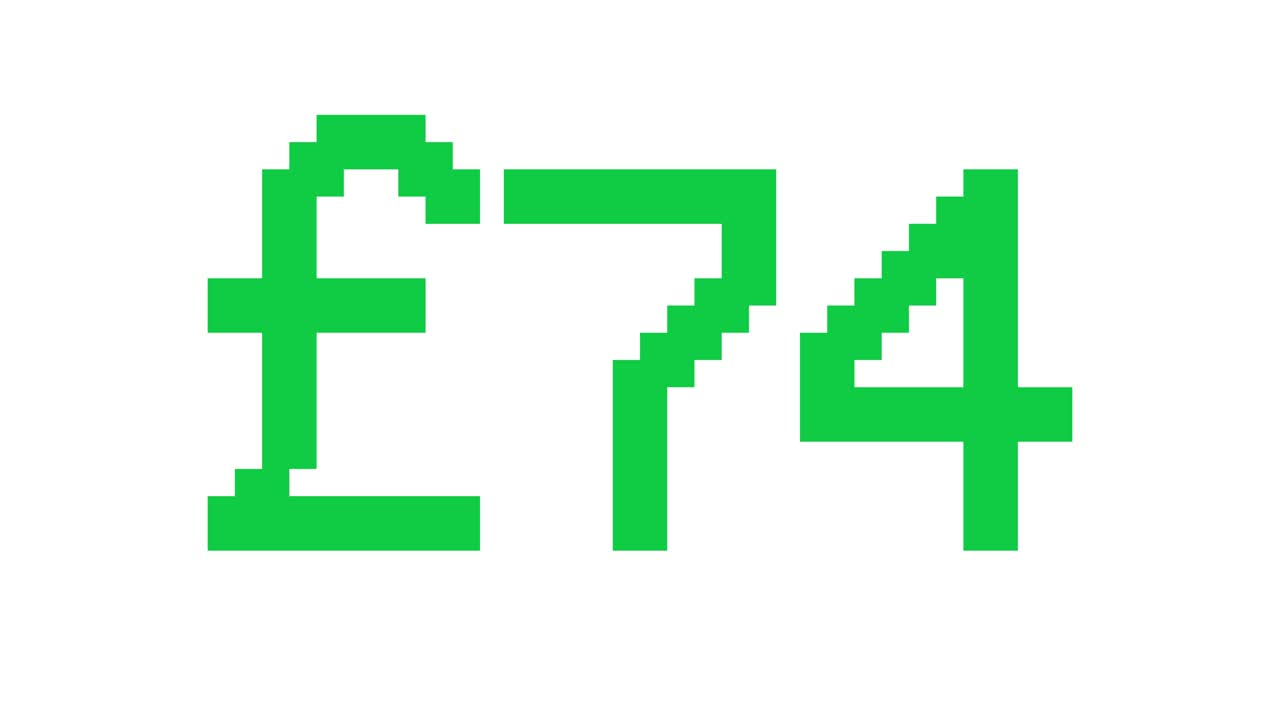 White Background Pound rising from 0 to 100 - Digital counter number 0-100 - Loading progress bar with percentage - 0-100£ - Count up From 100 to 0