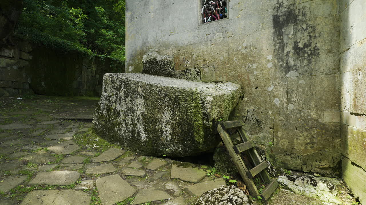 Back view of an ancient historical site where the Alevian and Islamic saint Demir Baba Teke was laid to rest in the municipality of Isperih, Razgrad province in Bulgaria.