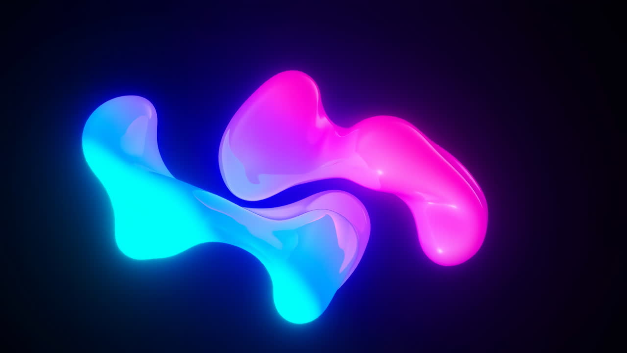 Abstract Neon Liquid Metaballs Merging and Morphing on Black Background