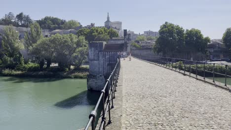 pont d'avignon vue de la ville française sur la rivière avec des bâtiments historiques par beau temps