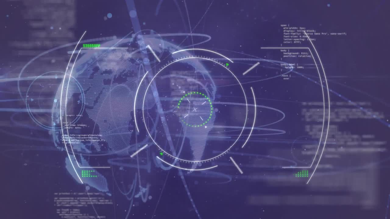 animación de la red de conexiones y la interfaz digital en todo el mundo sobre fondo azul