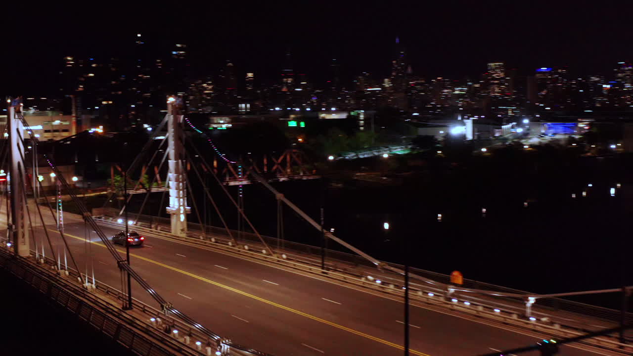 밤에 시카고의 조감도