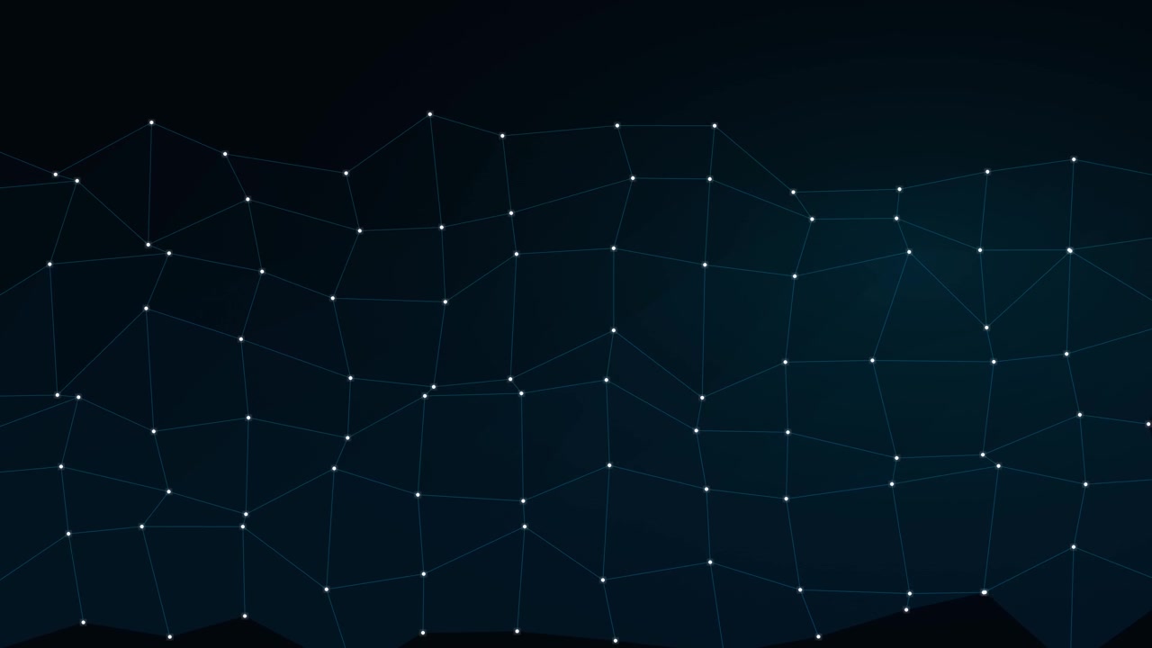 Abstract Digital Network Grid with Moving Nodes and Connecting Lines