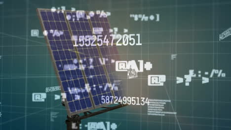 animation of financial data processing over solar panels