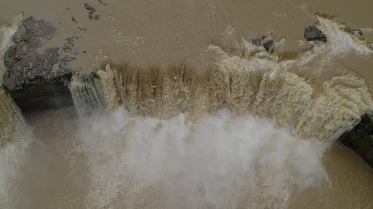 Top angle shot of a huge waterfall