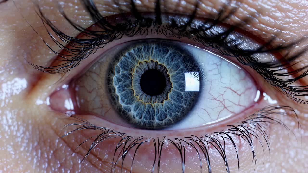 Close-up shot of a human eye, capturing intricate iris details