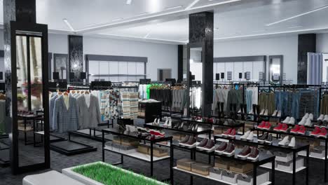 interior of brand new fashion clothes store