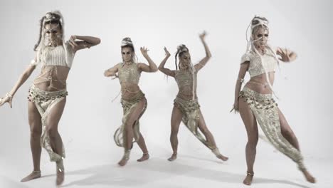 modern glamorous oriental dances over white background