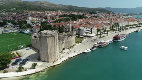 a beautiful aerial view of the croatian city of trogir