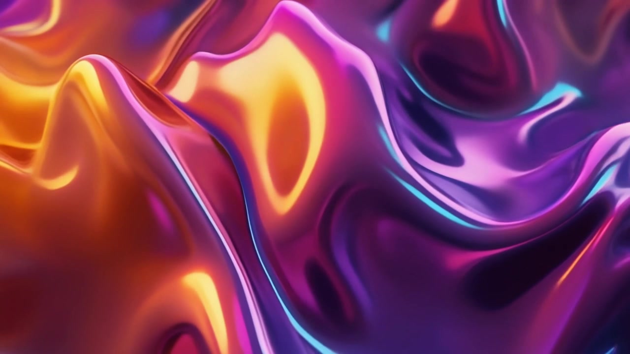 Abstract Liquid Metal Surface with Vibrant Purple and Orange Gradient