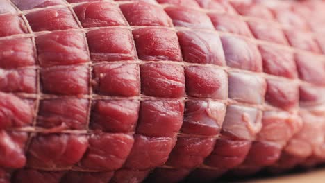 closeup of a tied beef roast