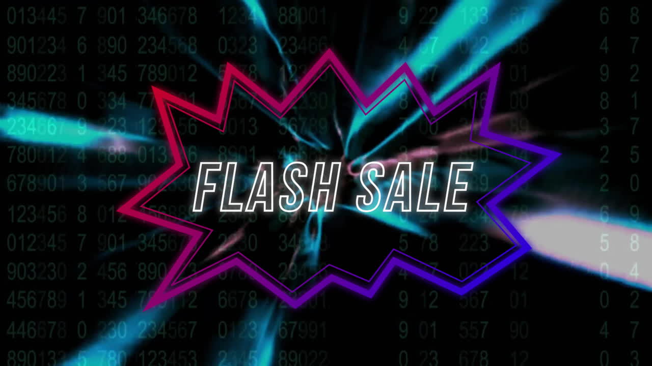 네온 패턴 위에 거대한 판매 텍스트의 애니메이션