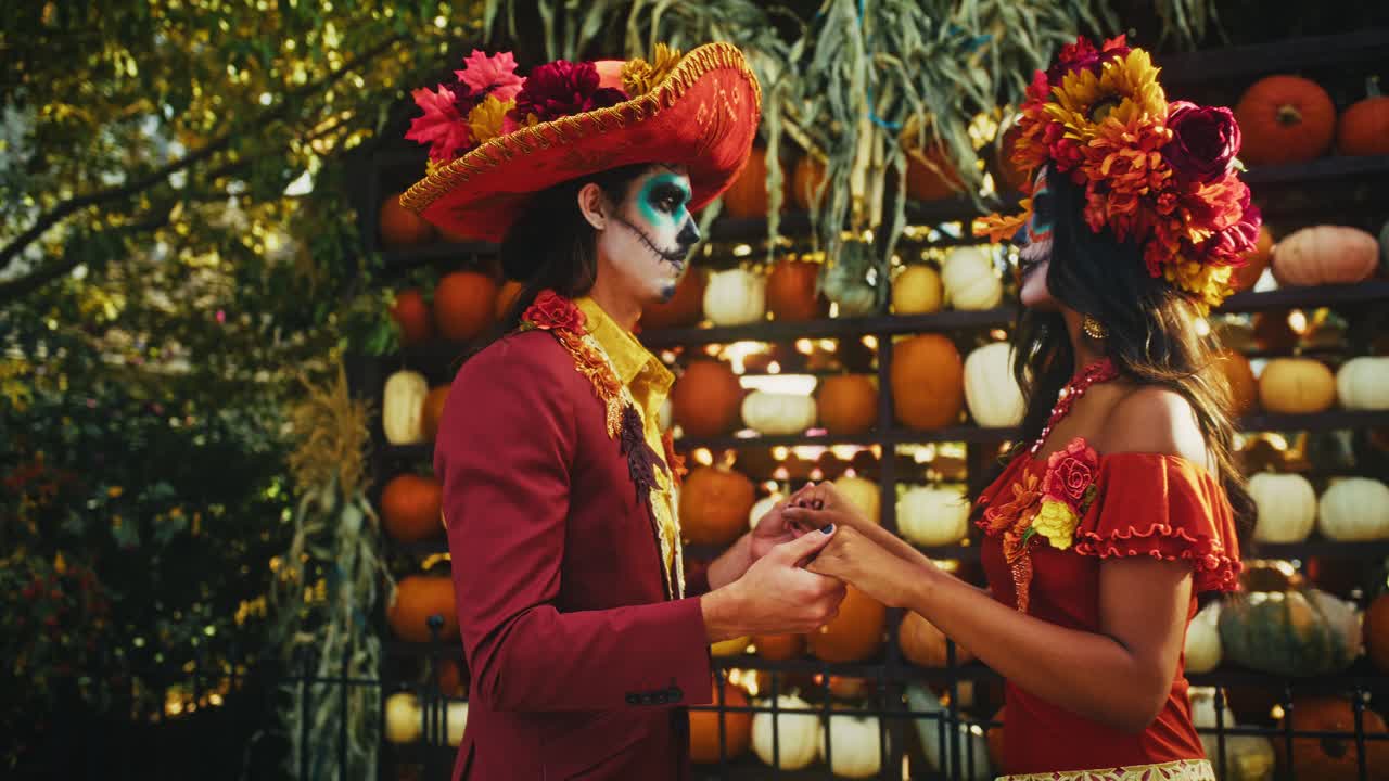 Couple in Day of the Dead Costumes