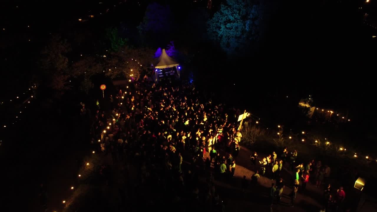 Ascend to top hill of Freiburg, music festival of summer