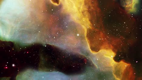 dark yellow nebula clouds moving through the universe