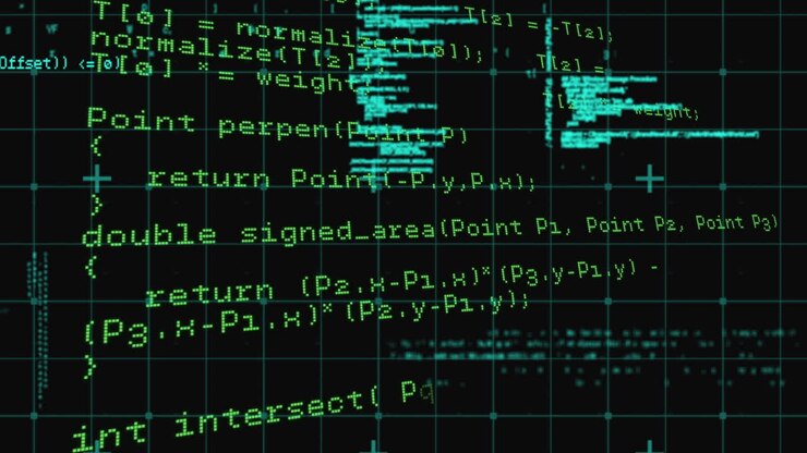 Animazione di elaborazione dati e circuito stampato di computer su griglia