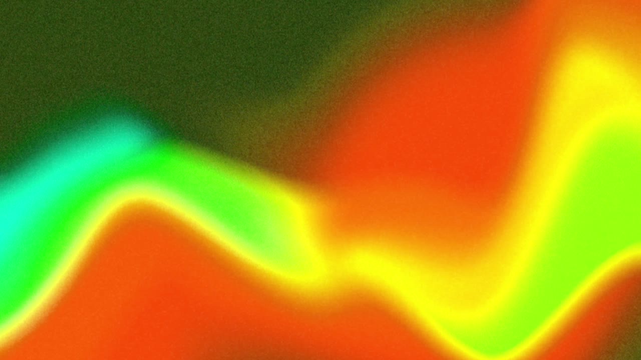Animation of slowly moving bright red, green, yellow and black organic viscous forms