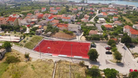 a wonderful view of the sports field and the city