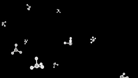 animación de moléculas moviéndose sobre un fondo negro
