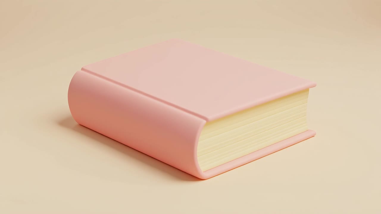 Minimalist Pink Book Landing on a Soft Beige Background