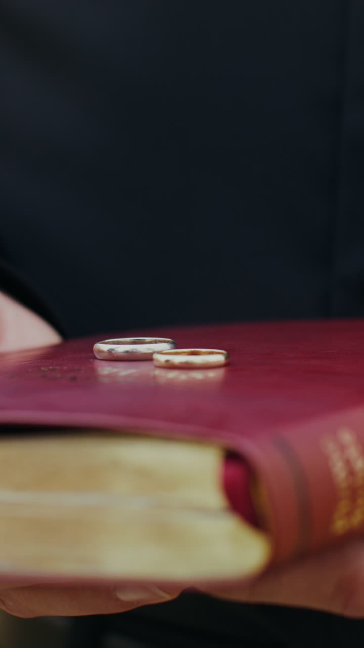 Wedding rings on a book